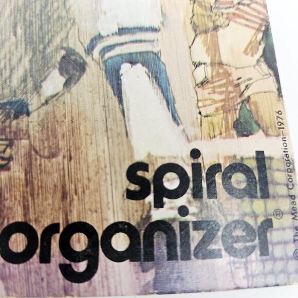 Vintage 1970's Mead Sports Spiral Organizer Notebook Folder Baseball Football - Picture 2 of 9
